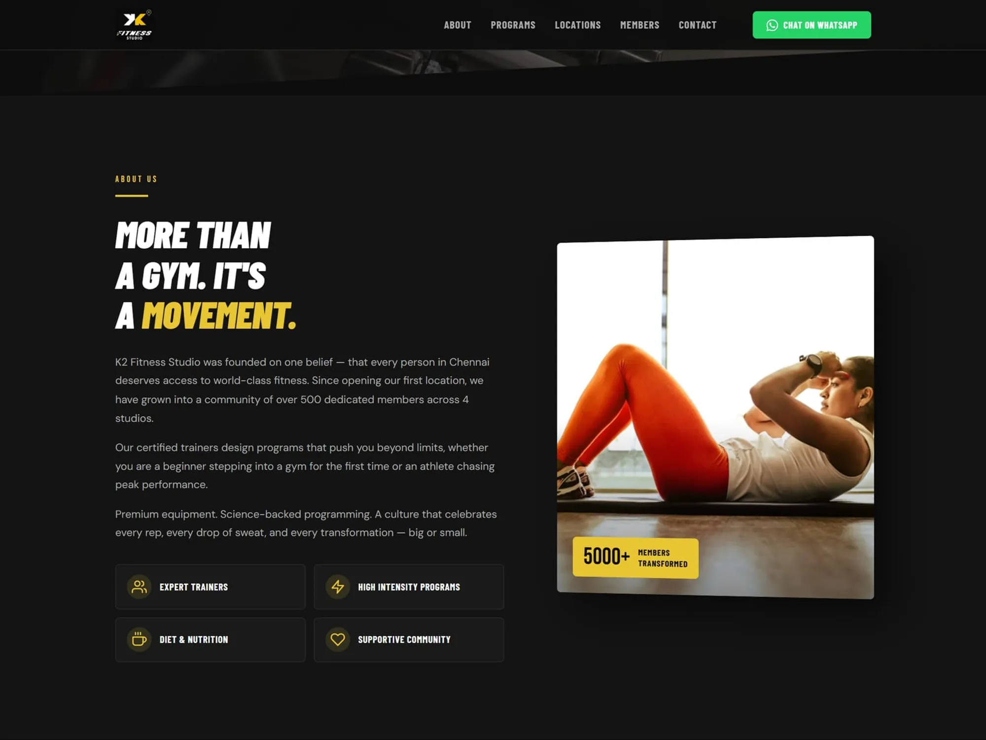 K2 Fitness Studio — Website for a 4-Location Gym Chain — image 1